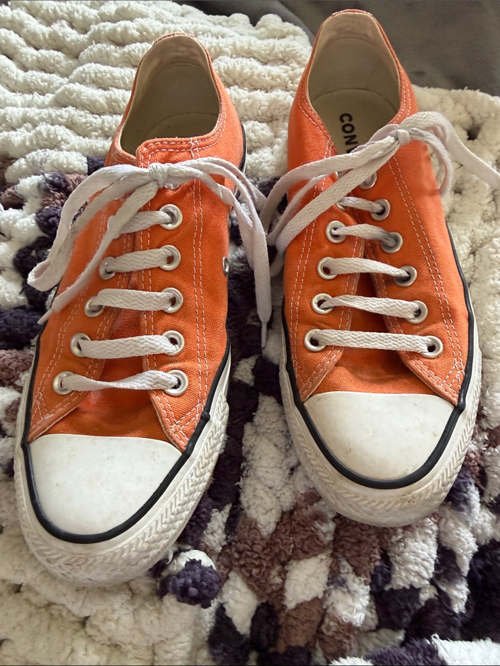 Converse Low Top Canvas Sneakers in Bright Orange